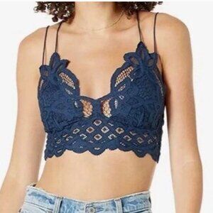 Free People Adella Navy Crochet Lace Bralette